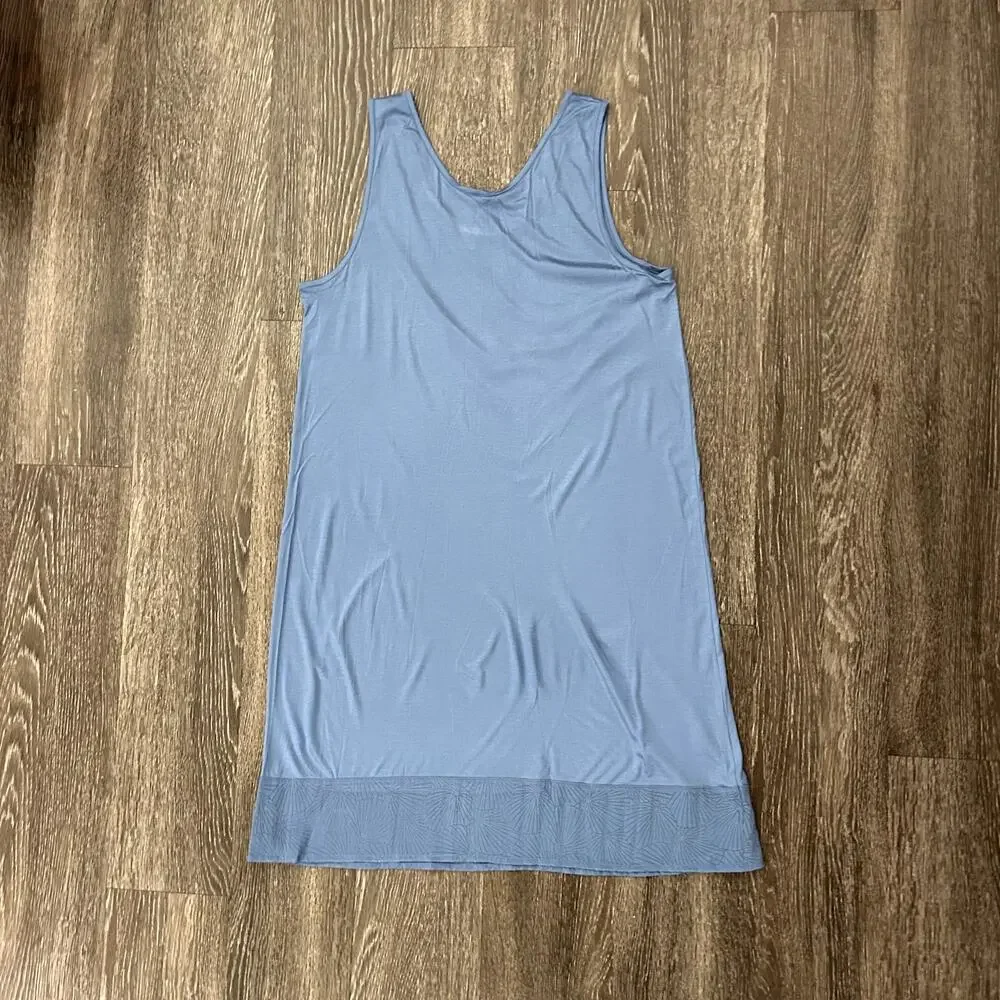 NEW Hanro Blue Modal Silk Nightgown Size M Sleeveless Soft Knit Lounge Dress EUC